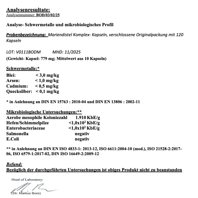 Mariendistel Artischocke Löwenzahn Komplex - 120 Kapseln