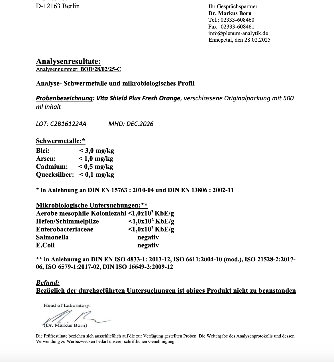 Vita Shield PLUS+ Shots - Fresh Orange - 500ml