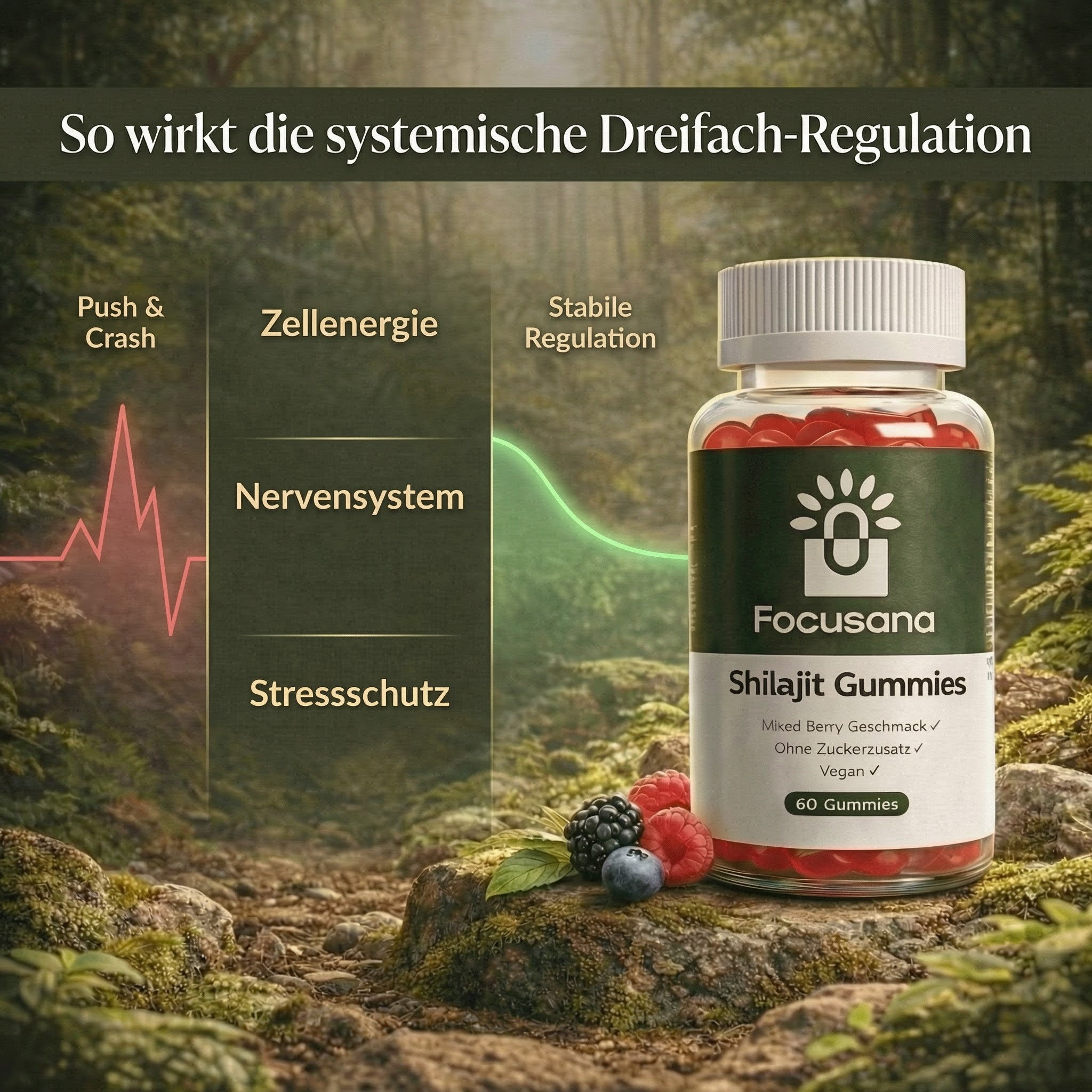 Premium Shilajit Gummies 1000 + Vitamin C,B6, B12 - 60 Stk