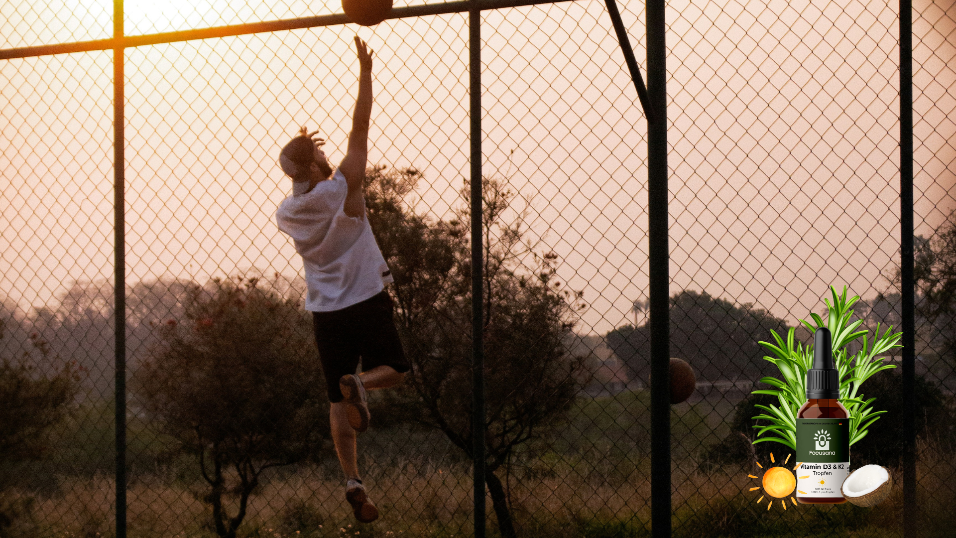 Das Vitamin stärkt einen Basketballspieler bei seiner täglichen Routine