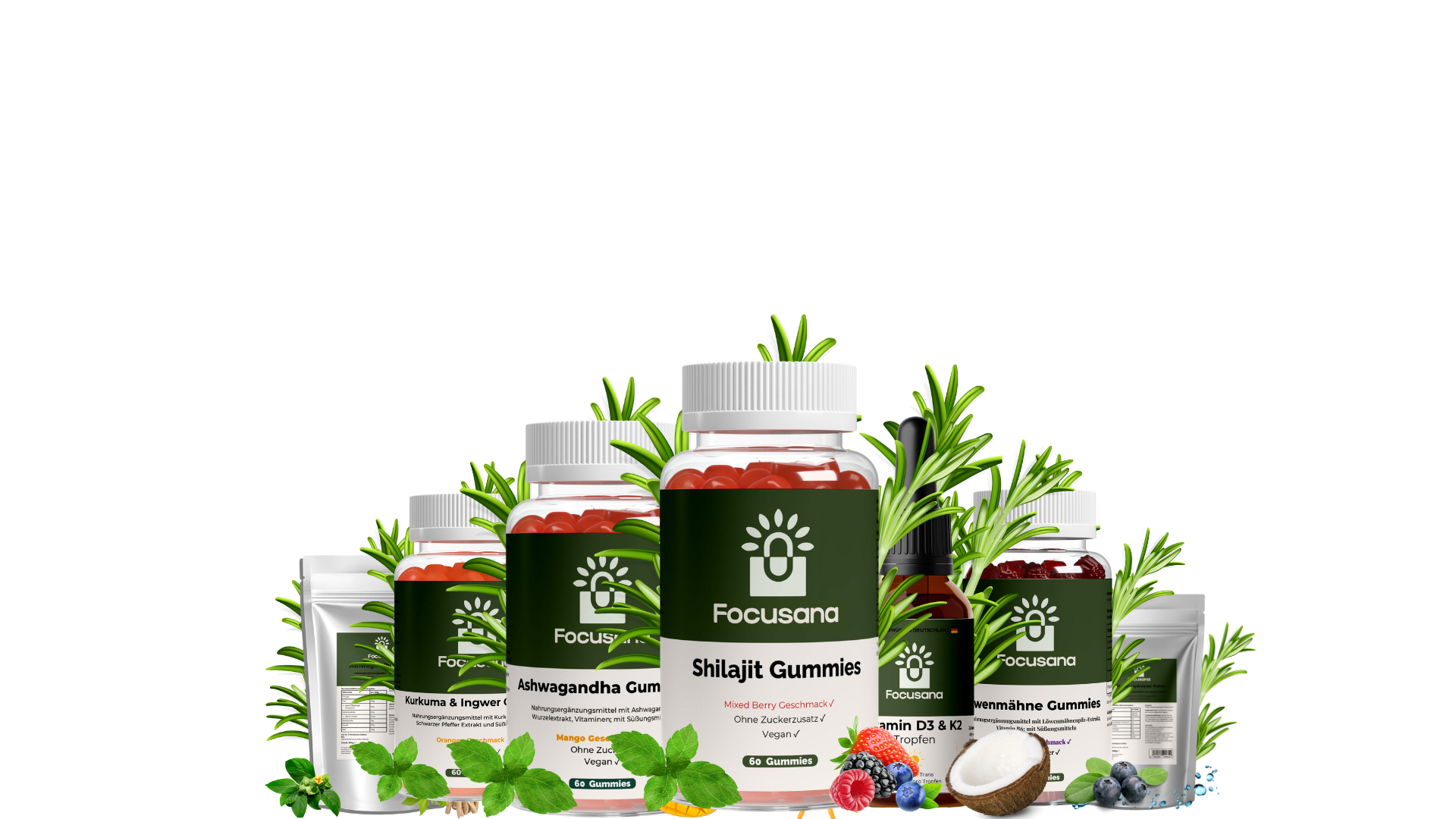 Focusana bietet dir nährstoffreiche Gummies und weitere Nahrungsergänzungsmittel für deine extra Gesundheit